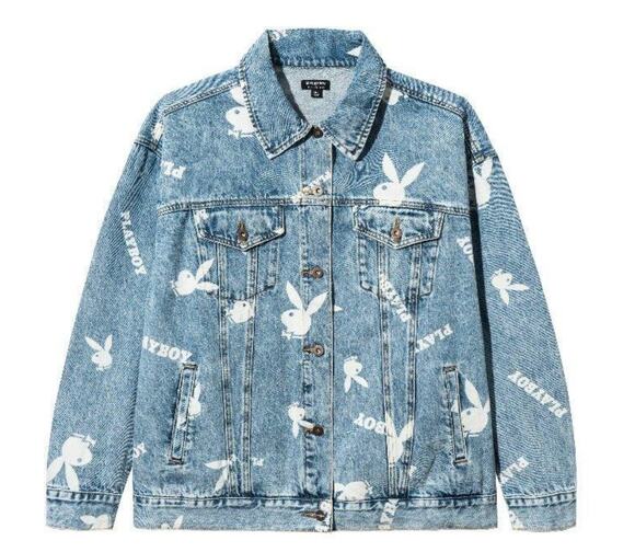 Playboy X Pacsun Jackets & Blazers - Playboy x Pacsun All Over Bunny Logo Denim Trucker Jacket Light Wash XS/S